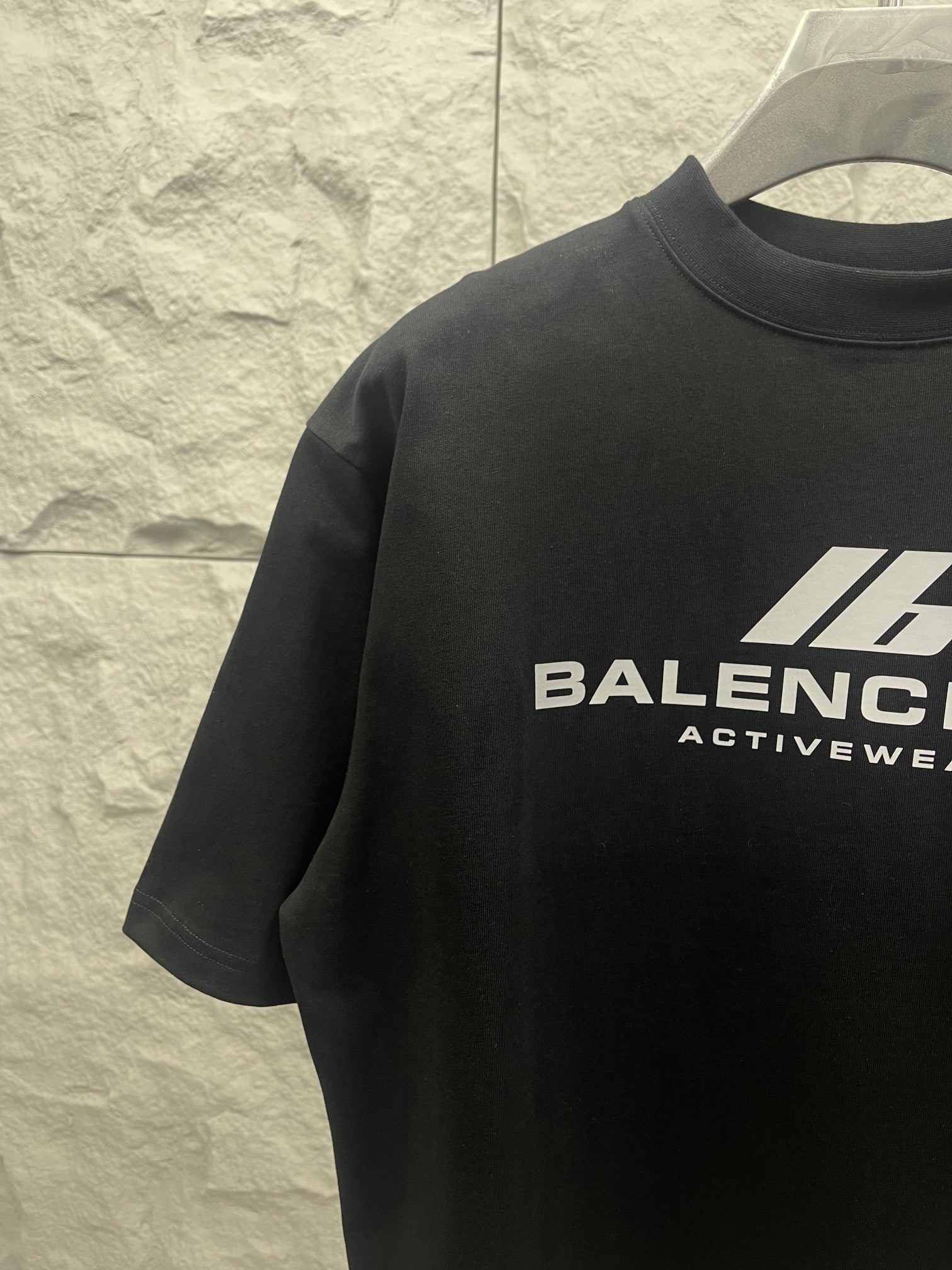 Black Balenciaga Activewear T-shirt with large side chest logo print