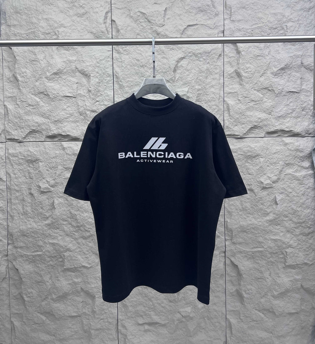 Black Balenciaga Activewear T-shirt with front logo print, crew neck, short sleeves