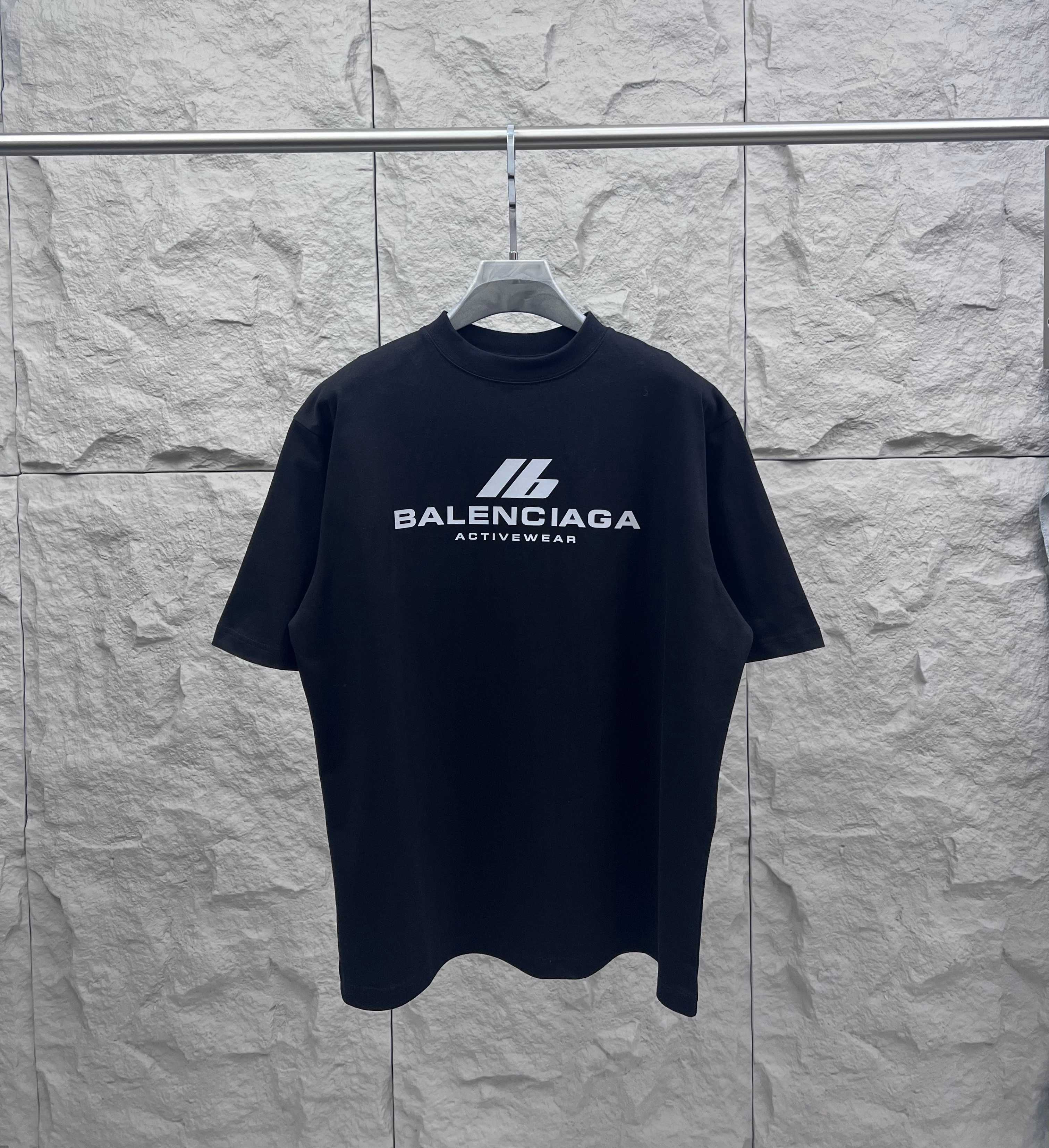 Black Balenciaga Activewear T-shirt with front logo print, crew neck, short sleeves
