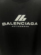 Black Balenciaga Activewear T-shirt with close-up chest logo print