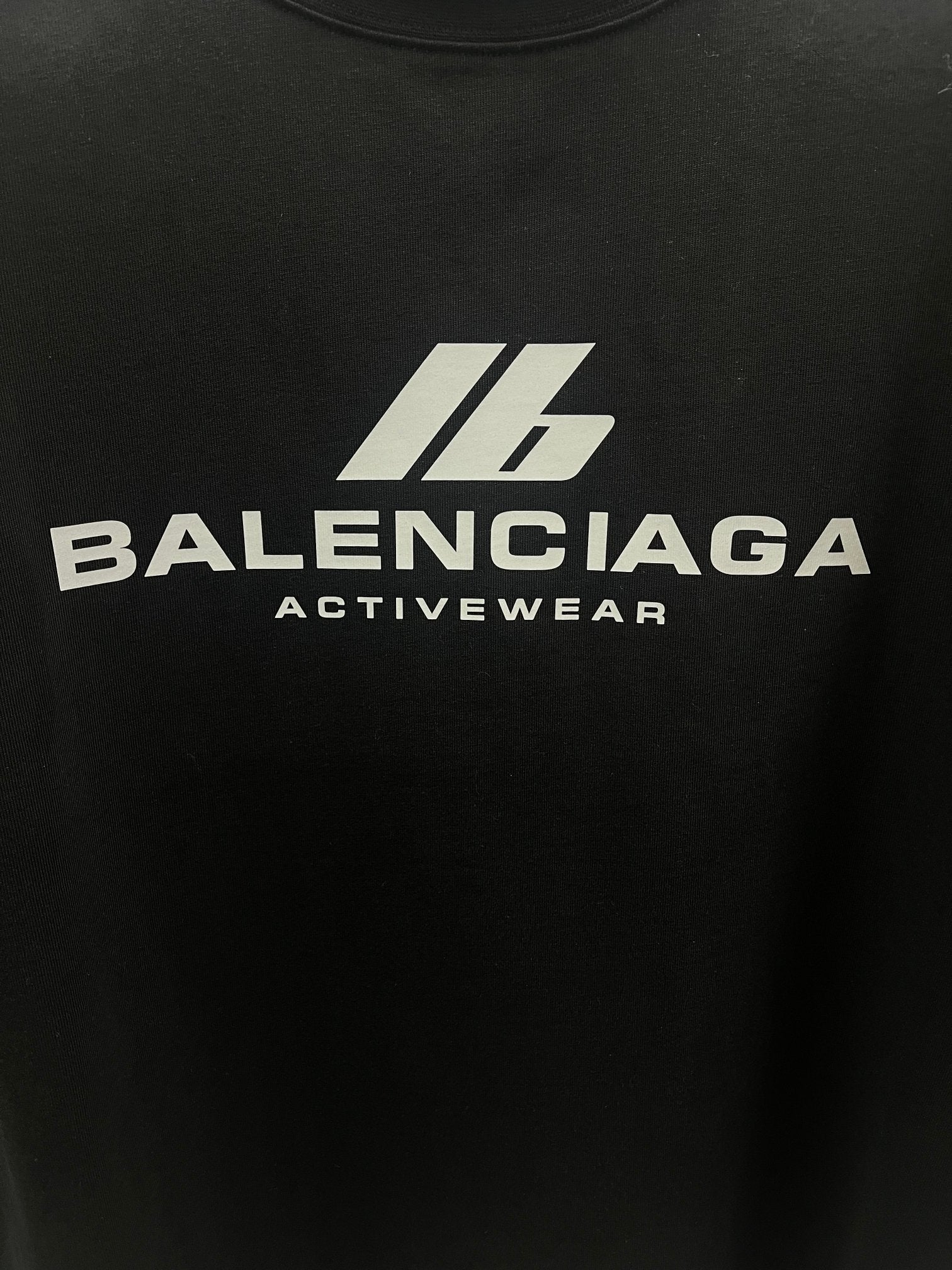 Black Balenciaga Activewear T-shirt with close-up chest logo print