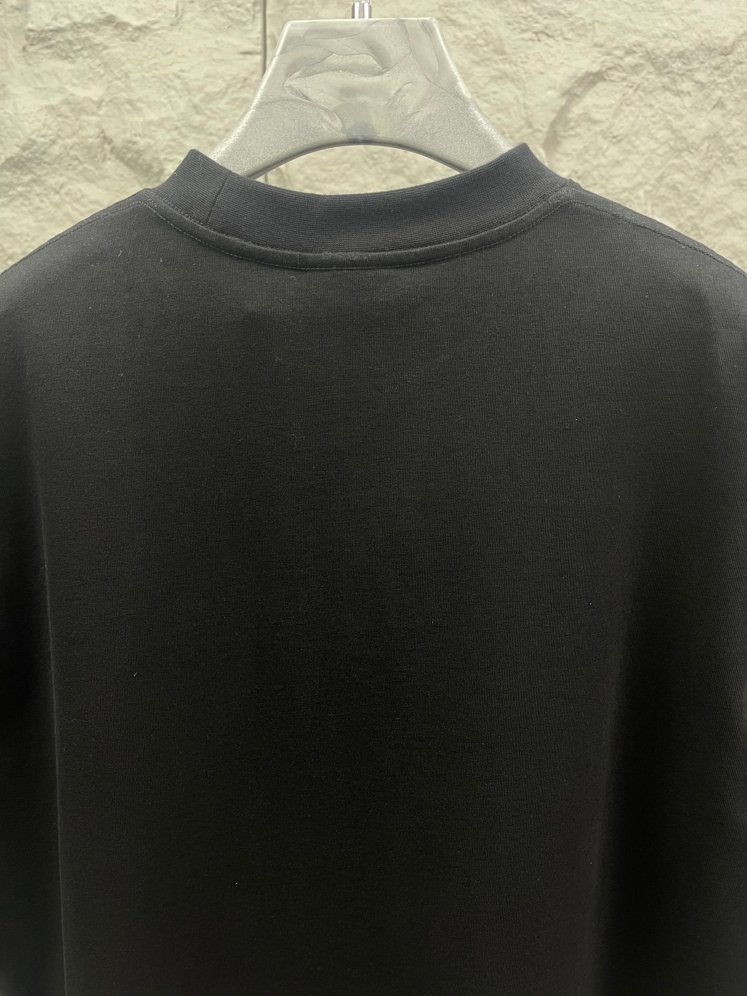 Black Balenciaga Activewear T-shirt back view with crew neck collar