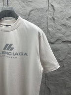 Balenciaga short-sleeve T-shirt, white, chest logo graphic print.
