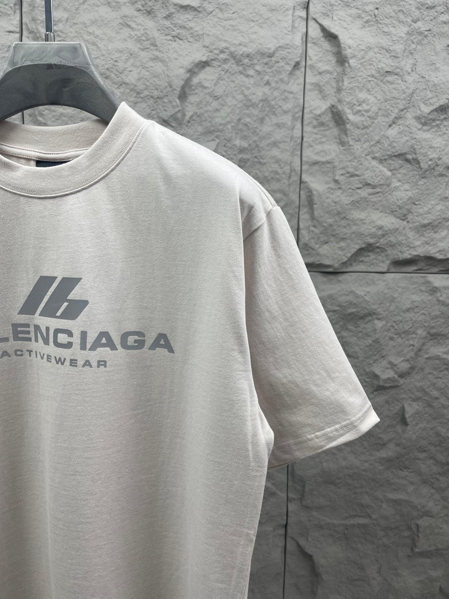 Balenciaga short-sleeve T-shirt, white, chest logo graphic print.