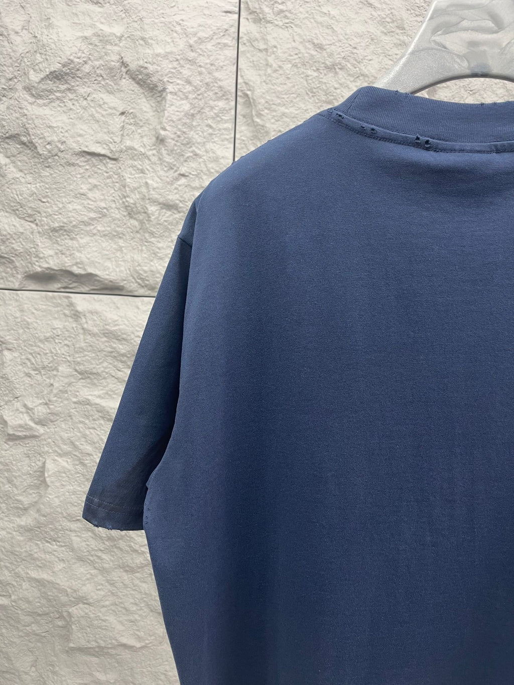 Balenciaga short-sleeve T-shirt, blue, back shoulders and neckline