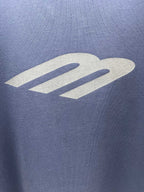Balenciaga short-sleeve T-shirt, blue, large front logo print close-up