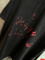 Balenciaga dark gray T-shirt with red script print, crew neckline and stitched collar