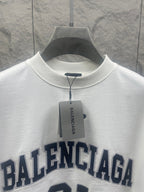 Short-sleeve T-shirt, white; 'BALENCIAGA' across chest with '01' print