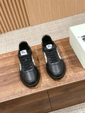 Burberry black leather low-top sneakers with black laces and check panel