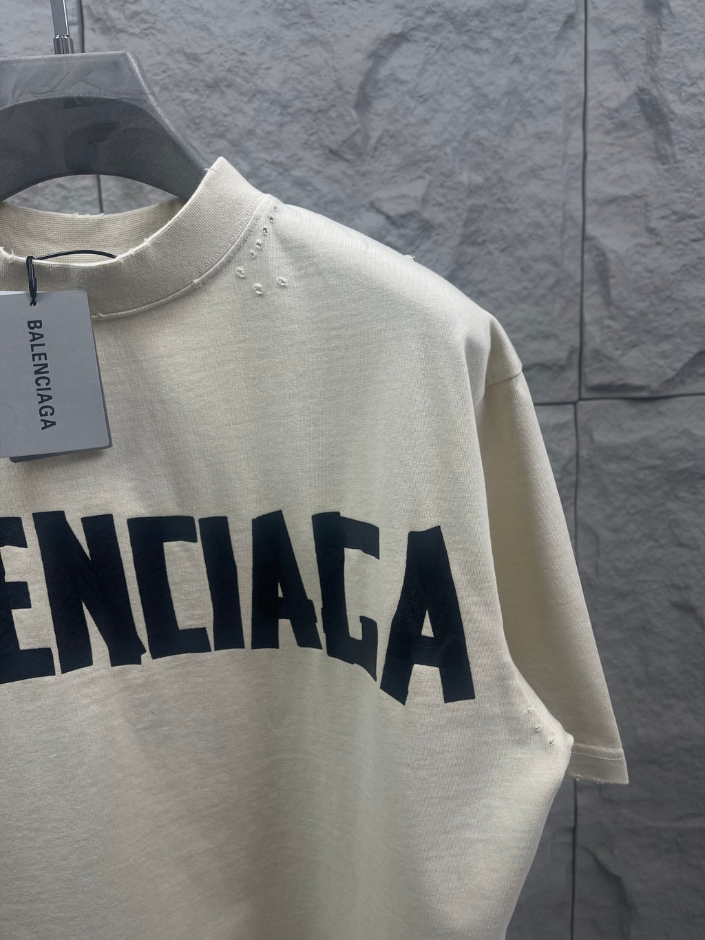 Balenciaga short-sleeve T-shirt neckline with small stud accents and front print