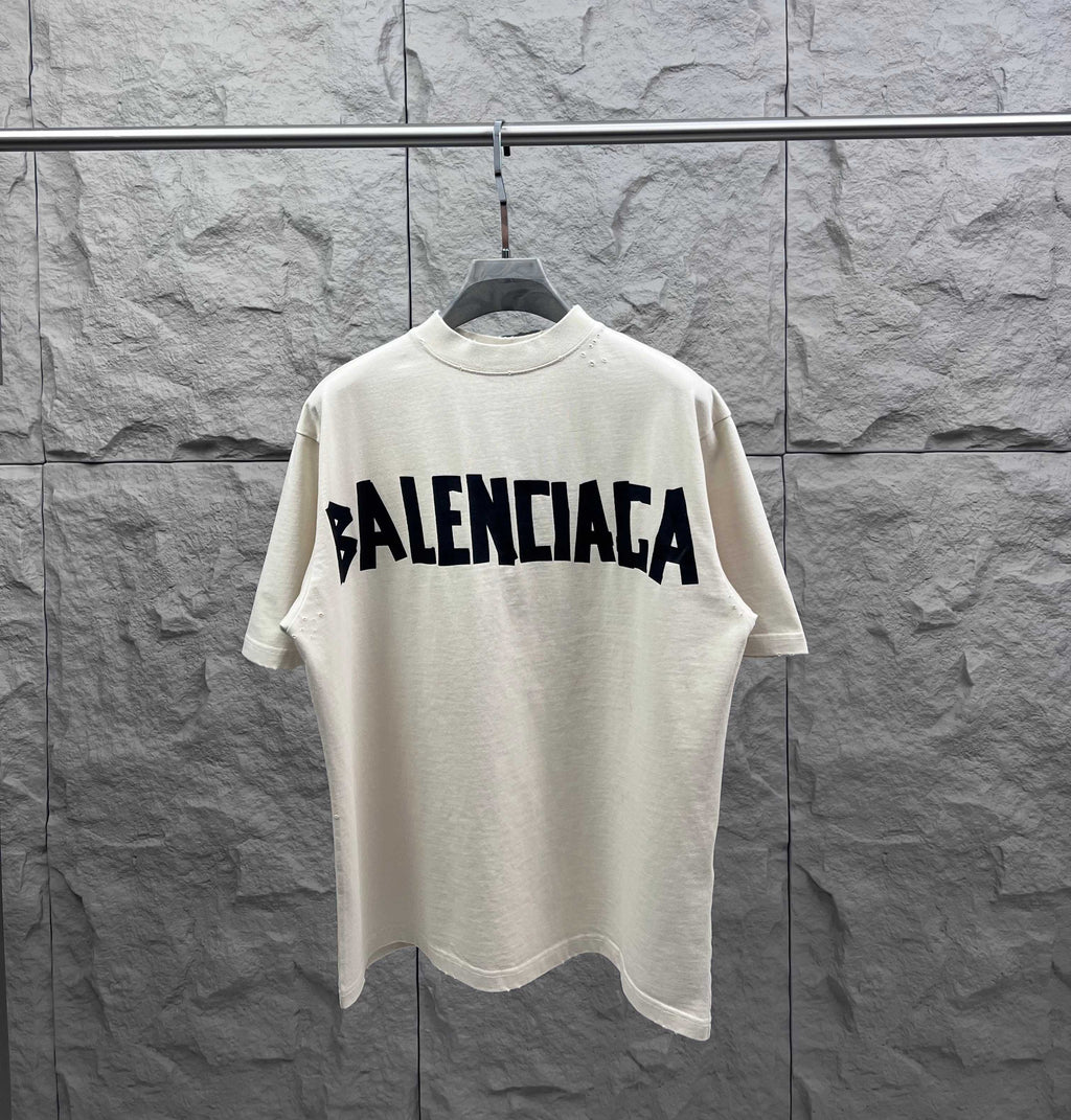 Balenciaga short-sleeve T-shirt in off-white with large front logo graphic