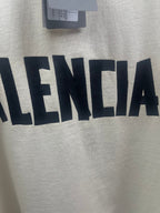 Balenciaga short-sleeve T-shirt close-up of large front logo lettering