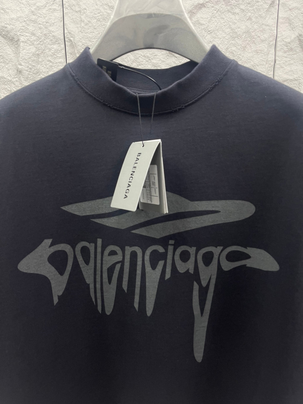 Balenciaga navy short-sleeve T-shirt with front Balenciaga logo print