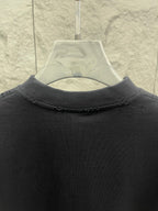 Balenciaga navy T-shirt neckline seam close-up