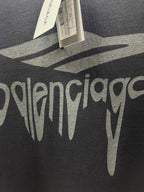 Balenciaga logo graphic on navy short-sleeve T-shirt