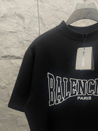 Black Balenciaga T-shirt sleeve and logo print detail, crew neck