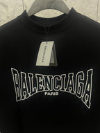 Black Balenciaga T-shirt with full front logo print and crew neck