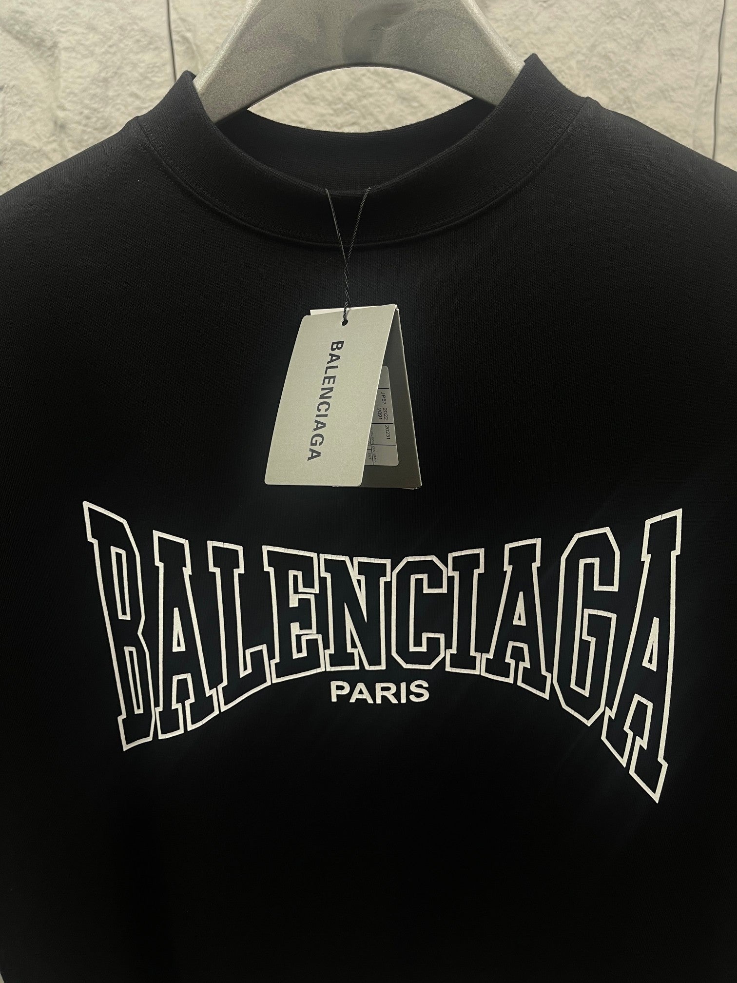 Black Balenciaga T-shirt with full front logo print and crew neck