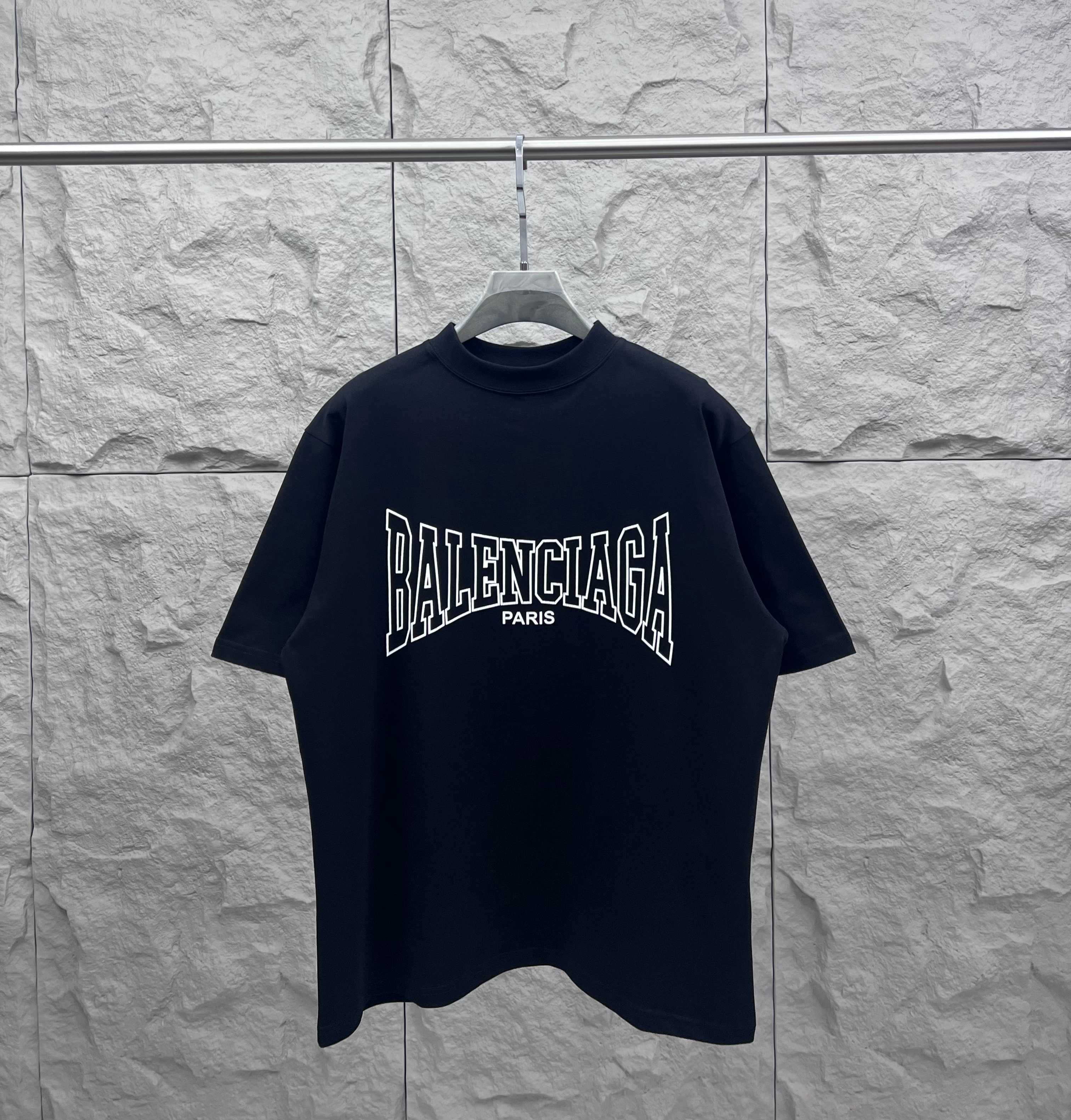 Black Balenciaga T-shirt with large front logo print and crew neck