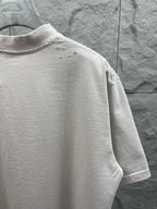 White Balenciaga T-shirt back view with studded neckline trim