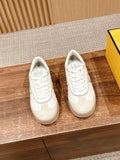 Pair of white Fendi Roma sneakers with lace-up closure and side logo
