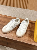 White Fendi Roma sneakers, lace-up with perforated toe and side branding