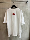 Balenciaga white T-shirt with crew neck and small red logo patch