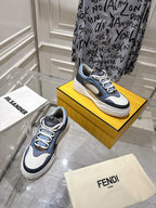 Fendi unisex sneakers, navy and light-blue uppers with white laces and thick sole