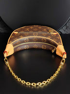 Louis Vuitton hobo bag open top, monogram canvas, gold zipper and chain strap