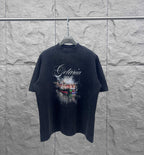 Balenciaga short-sleeve T-shirt in dark color with front graphic print and crew neckline