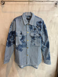 Louis Vuitton long-sleeve shirt in light blue with dark blue motif print and button front