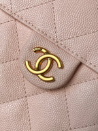 Pink quilted leather Chanel pocket with gold-tone CC logo emblem