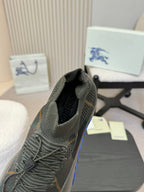 Burberry knit sneaker showing heel opening and textured inner lining