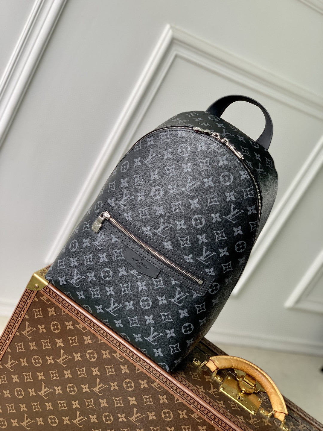 Louis Vuitton monogram canvas mini backpack with front zipper pocket and top handle
