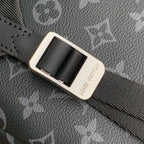 Louis Vuitton monogram canvas strap buckle with gold-tone frame and logo