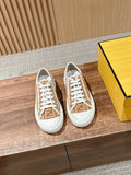 Fendi unisex sneakers in white with brown monogram canvas and white laces
