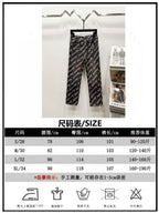 Jeans size chart with S/M/L/XL measurements and care icons