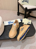 Burberry low-top sneakers in beige with check insert and textured sole