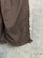 Brown cargo pants with hem detail and adjustable drawcord