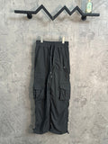 Ralph Lauren cargo pants in dark gray with elastic waist, drawstring, and cargo pockets