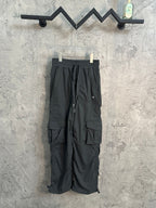 Ralph Lauren cargo pants in dark gray with elastic waist, drawstring, and cargo pockets