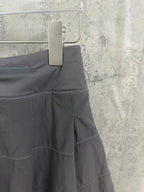 Ralph Lauren skirt view with pleated tiers and side seam, dark gray