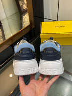 Fendi unisex sneakers, heel logos on blue-and-white chunky sole