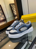 Fendi unisex lace-up sneakers with blue and white chunky sole