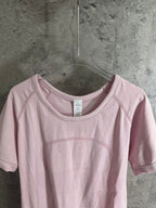 Pink raglan T-shirt, crew neck, interior tag visible