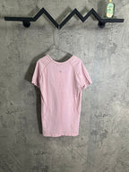 Pink short-sleeve T-shirt, crew neck, small chest logo