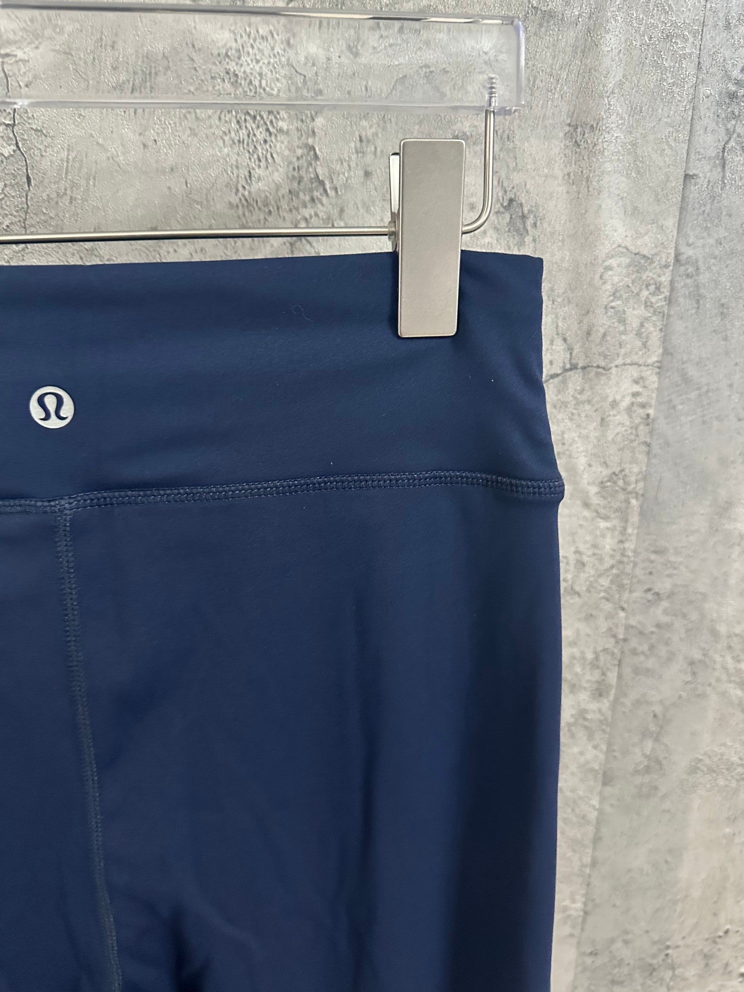 Navy trousers with side pocket and lulu logo on waistband