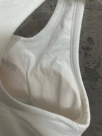 White ribbed tank top front with seamed panel detail