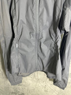 Ralph Lauren gray jacket close-up of full-length zipper and side pockets