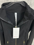 Black jacket with inner neck label and full front zipper